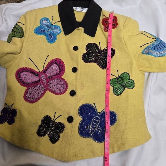 VINTAGE Anage butterfly applique button up collared clowncore jacket blazer S - Picture 11 of 11